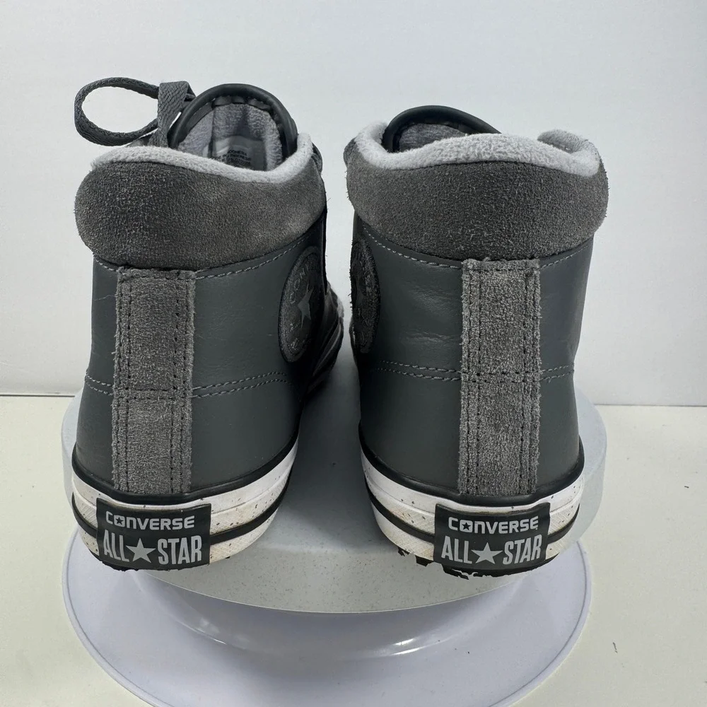Converse All Star High Top Leather Sneaker‎ Gray Lace Up Kids Youth Size 5